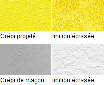 Différentes finitions de crépi