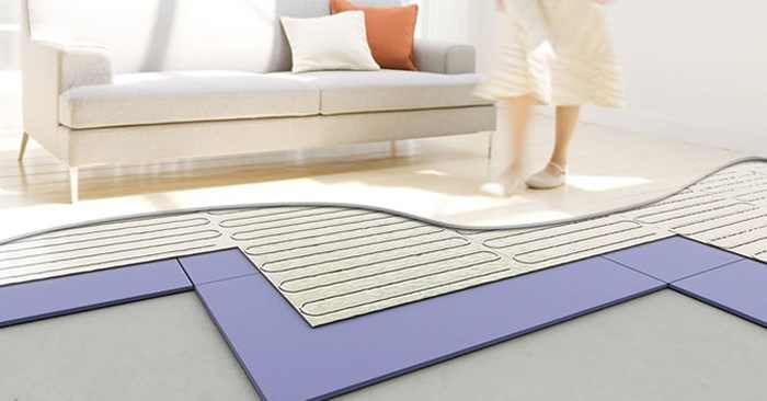 Plancher chauffant dans un salon